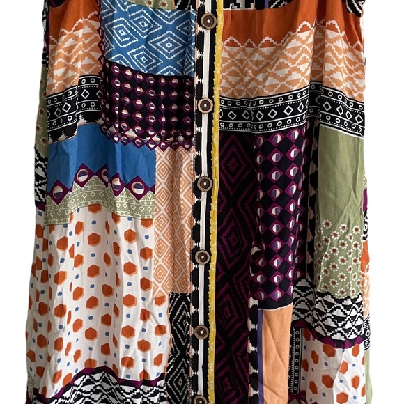 (SOLD) ANTHROPOLOGIE Everyway Sleeveless Button Front Midi Dress Patches 6 - Picture 3 of 14